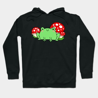 Cute Frog & Mushrooms Cottagecore Nature Hoodie